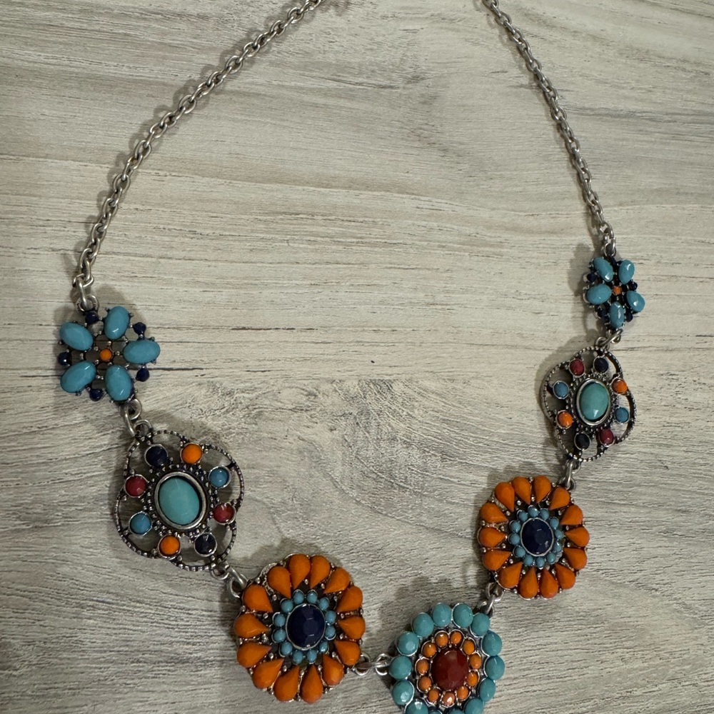 Colorful Floral Statement Necklace